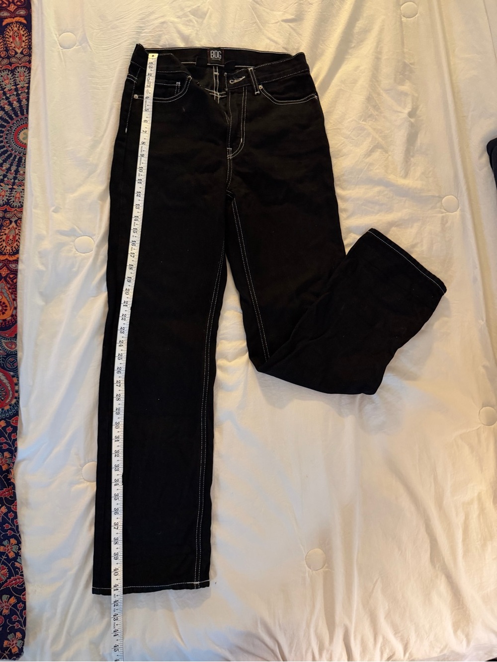 BDG Black Straight-Leg Jeans with White Contrast Stitching